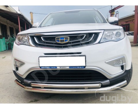 GEELY ATLAS с 2016-н.в. защита переднего бампера двойная труба d60/d42 из нержавеющей стали